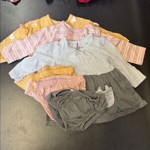 Carter's Pink and Gray Striped Casual Dresses x3